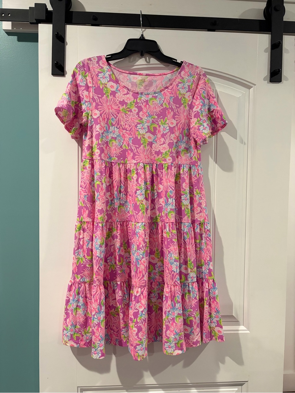 Lilly Pulitzer Pink Floral Tiered Casual Dress